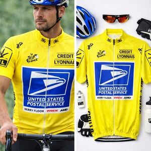 Pro Cycling Tour de France Yellow Jersey Mens Trek Credit Lyonnais Zip Lrg